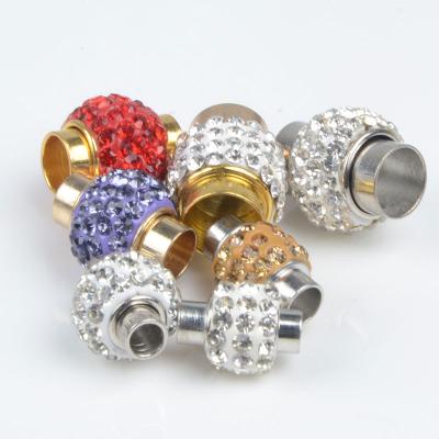 China Size Popular Custom Jewelry Accessory Ball Shape Clear Rhinestone CZ Mirco Pave Beads Clasp for sale