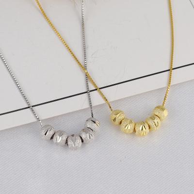 China New Arrivals Environmental Gold Silver Plated Stainless Steel Necklace Non Fading Transfer Beaded Pendant Necklace for sale