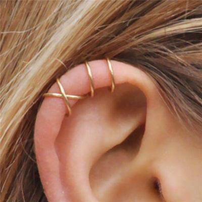 China Creative Environmentally Friendly Personality Leaf Cuff Tassel Ear Clip 5-Piece Set Double-C Double-Layer Gold-Filled Ear Clip Earrings for sale