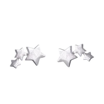 China Environmental Trendy Daily Minimalist 925 Sterling Silver Star Stud Earrings Woman Small Three Star Earrings For Women for sale