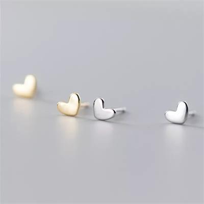 China Minimalist 925 Sterling Silver Earrings Mini Small Love Heart Stud Environmental Trendy Gold Plated Earrings for sale