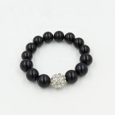 China Environmental Wholesale Handmade Black Beaded Elastic Bracelets Crystal Beads Unisex Charm Bracelets for sale