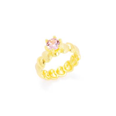 China Wholesale Exquisite Zircon Ring Ladies Ring Simple Heart 24K Colorful Gold Plated Colorful Round 24K New Style High Quality JXX for sale