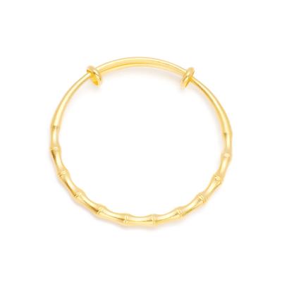 China JXX High Quality 24k Gold Plated Bamboo Pattern Thin Geometric Textured Bangle&Bracelet Bangles For Women Minimalist Open Bangles Adjustable for sale