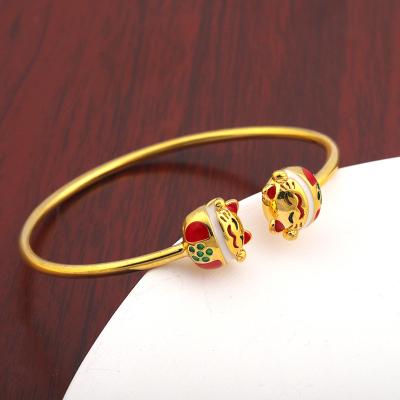 China JXX CLASSIC JSZ-Z44 Bulk 24K Gold Plated Lucky Cat Women Bangles Open Cuff 2021 for sale