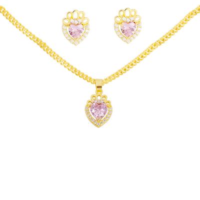 China JXX TZ-08-10 INS Romantic Ladies Jewelry Set Brass Gold Plated 24k Pendant + Earring Set Valentine's Day Gift---Earring Pendant Set ear for sale