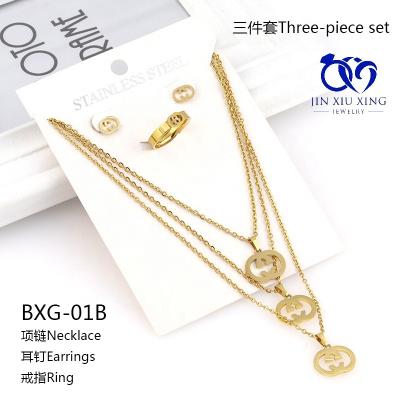 China JXX BXG-01B Classic Stainless Steel Jewelry Sets 18K Gold Plated for sale