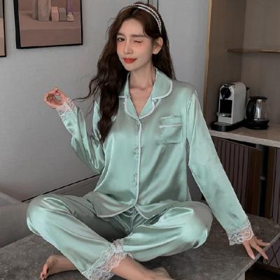 China QUICK DRY Pajamas Satin Pajamas Sleepwear Women Dress Eco Silk Long Robe Luxury Sleepwear Pajamas for sale