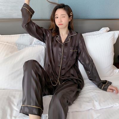 China QUICK DRY Printed Ice Silk Satin Women Pajamas Pajamas Loungewear Home Sleepwear for sale