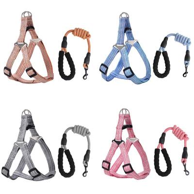 China Custom Solid Color Classic Nylon No Pull Adjustable Dog Harness Set Custom Summer Dog Harness Set for sale