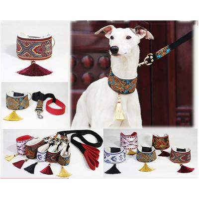 China Personalized Custom Leather Non-Adjustable Ethnic Dog Collar Style Pet Supplies Dog Leash Set Fabric Dog Collar for sale