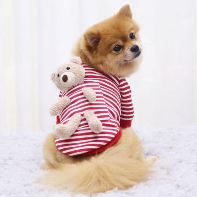 China New Autumn And Winter Viable Sublimation Dog Clothes Cute Bear Dog Striped Sweater for sale