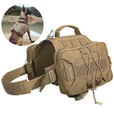 China Durable Travel Camping Hiking Military Tactical Track Saddle Bag For Medium Large Dog Metal Buckle Is Durable Dog Backpack Saddle Bag for sale