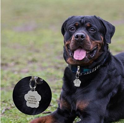 China Custom Wholesale Personalized Pet ID Tag Cute LOGO Dog Paw Print Pet ID Plate for sale