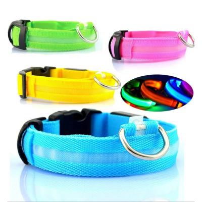 China Lights Pet Ensures Night Nylon Safety Collar Dog LED Flashing Glow In The Dark Dog Leash Other Dogs Luminous Fluorescent Collars for sale