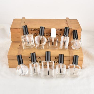 China Custom Low MOQ Cosmetic Luxury Bronzing Silk Screen Gel Nail Polish Set Bottle 7ml 15ml Mini Clear Nail Polish Bottle for sale