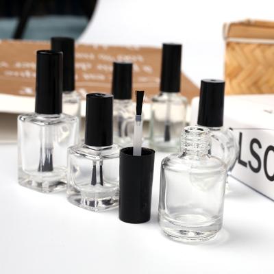 China 8ml 10ml 15ml Cosmetic Ready Stock Round Large Size Luxury Empty UV Gel Nail Polish Bottle With Black Brush Caps for sale