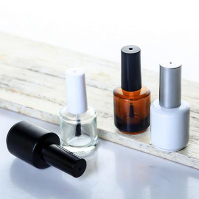 China Factory direct supply cosmetic cheap cylindrical unique empty nail polish glass bottles with plastic lid for sale