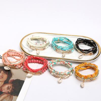 China BOHIME 7 Colors Handmade Bohemian Shell Pendant Bracelet Multi String Shell Bracelet for sale