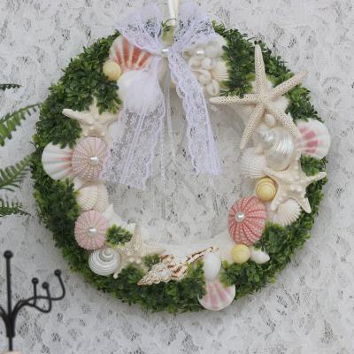 China Handmade Sea Shell Wreath Natural Shell &Conch Beach Wedding Decor Coastal Home Decor For Front Door for sale