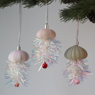 China Holiday decoration & Gift 4 Styles Christmas&Wedding Handmade Sea Urchin Pendant&Drop Ornaments Party DIY Natural Shell Decor for sale