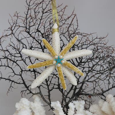 China Christmas Nautical Custom Handmade Starfish Golden Pendant&Drop Christmas Ornaments Party DIY Decor for sale