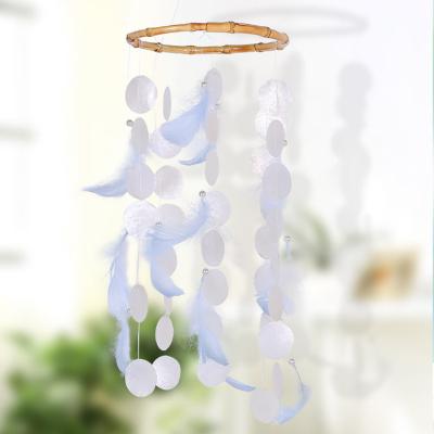 China Shell Handmade Capiz Shell Wind Chime Hanging Open Shell Beach Wedding Decor Home Natural Decor for sale