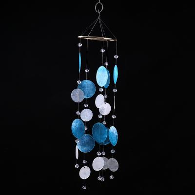 China Shell Handmade Capiz Shell Wind Chime Hanging Open Shell Beach Wedding Decor Home Natural Decor for sale