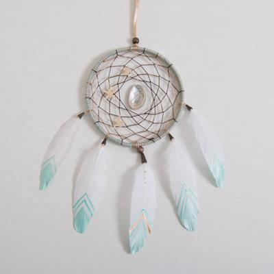 China Custom Handmade National Feather Shell Home Decoration Wall Hanging Shell Starfish Dream Catcher Color Customization Style Feather Opens for sale