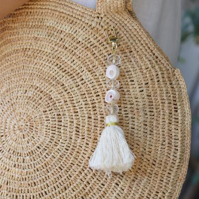 China Wholesale Natural/Coastal Natrual Shell Beads Crystal Keychain Custom Shell Keyring Tourist Gifts and Souvenirs for sale