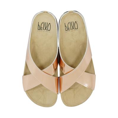 China Breathable Soft Cowhide Leather For Hot Selling Soft Premium Fashion Comfort Arch Support Shiny Anti Leveling Anti Level Sandals, Summer Flat Women Eva Sandals for sale