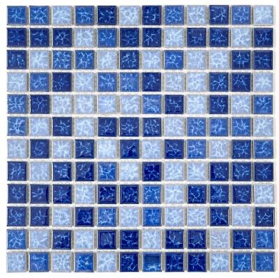 China Modern Glazed Porcelain Tile Mosaic Pool Tiles Ocean Blue Swimming Pool Tiles for sale