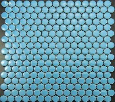 China Islamic Parquet Mosaic Tiles Penny Blue Ceramic for sale