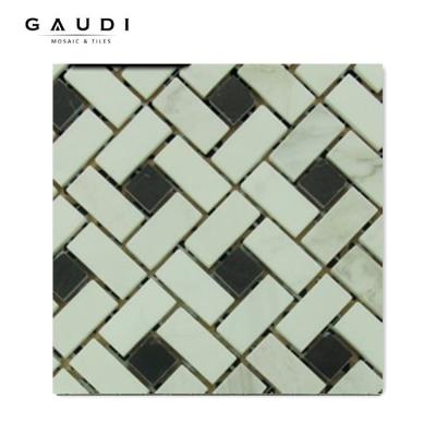 China Algeria parquet natural marbl stone mosaic slab for sale