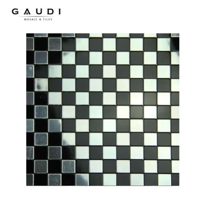 China White Self Adhesive Aluminum Parquet Chessboard Black Mosaic Wall Slab for sale