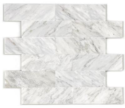 China Modern 75x300x8mm Glass Brick Tiles Marble Looks Glass Wall Decoration Tiles for sale