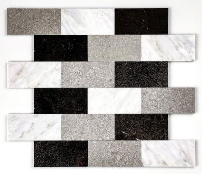 China Modern 75x300x8mm Glass Brick Tiles Marble Looks Glass Wall Decoration Tiles for sale