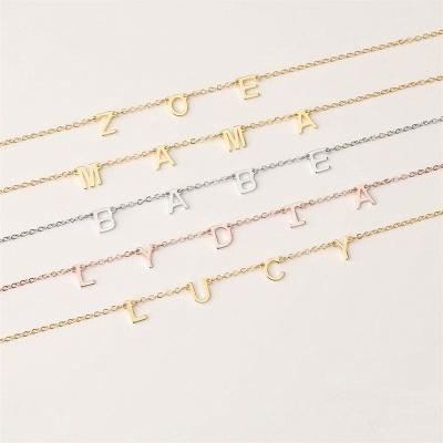 China CLASSIC Silver Custom Clavicle Chain Necklace Fashion Trend Name Letter Spacer Necklace 925 Jewelry Daily Wear Jewelry for sale