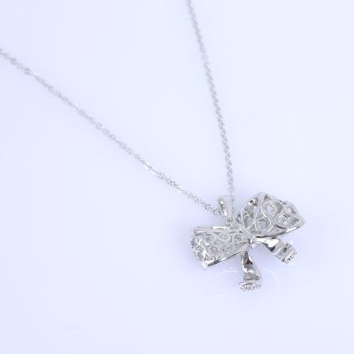 China Guangzhou Huiyue CLASSIC Jewelry Women's 925 Sterling Silver Bow Necklace Trusted Wholesale Luxury Jewelry Pendant Manufacturer for sale