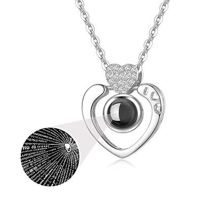 China 100 Languages ​​I Love You Lead Free Romantic Projection Heart Pendant Necklace for sale