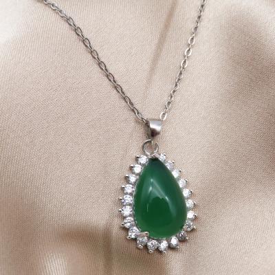 China Lead Free Green Jade S925 Necklace Pendant Jewelry For Mother for sale