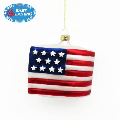 China Christmas decoration & gift christmas country flag blown glass ornaments for star-spangled christmas tree for sale