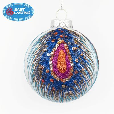 China BSCI Luxury, Custom Christmas Ornaments Painting Unique Design Hanging Colorful Glass Ball for sale