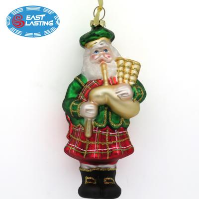 China Art New Design Folk Custom Hanging Glass Santa Claus Statues Ornament For Christmas Tree Decorations for sale