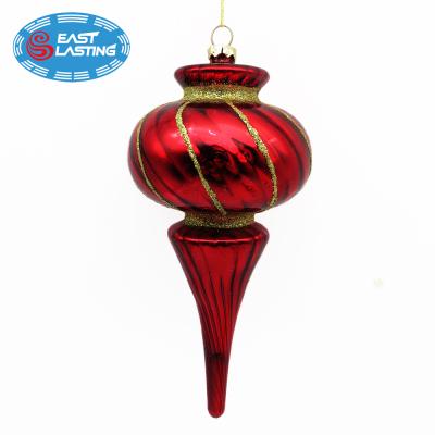 China hot sale & Beautiful Glitter Swirl Drop Glass Christmas Tree Hanging Ornament for sale