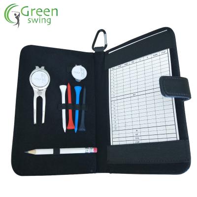 China PU Golf Accessories Golf Gift Golf Score Card Holder Tool Bag Set for sale