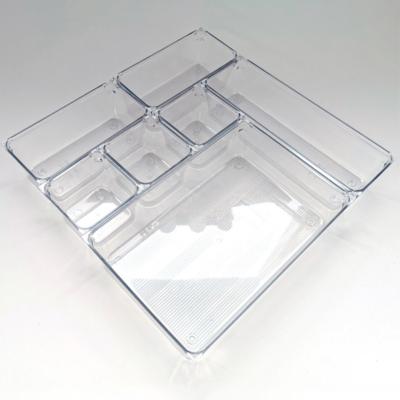 China Amazon Combine 7 PCS Kitchen Organizer Container All Different Combination Bathroom Drawer Trays Transparent Viable Free Makeup for sale