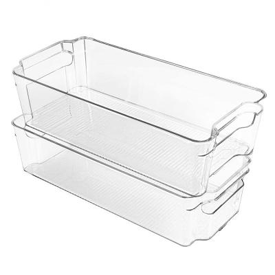 China Reusable Drawer Fridge Bins Stackable Fridge Organizer Pantry Organizers Heatable Clear Plastic Storage Rack Reusable for sale