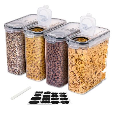 China Plastic Container Dispenser BPA Free Airtight Airtight Cereal 4 Viable Airtight Cereal Dry Food Storage Container Set for sale