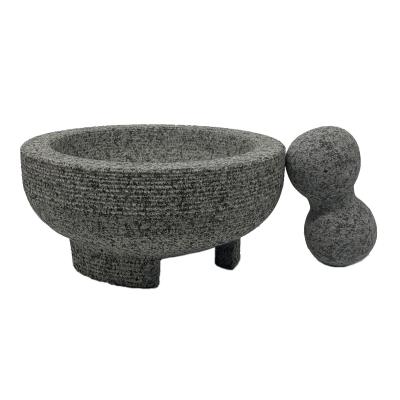 China Sustainable Natural Granite Stone Molcajete Tejolote Mortar And Pestle For Kitchen for sale